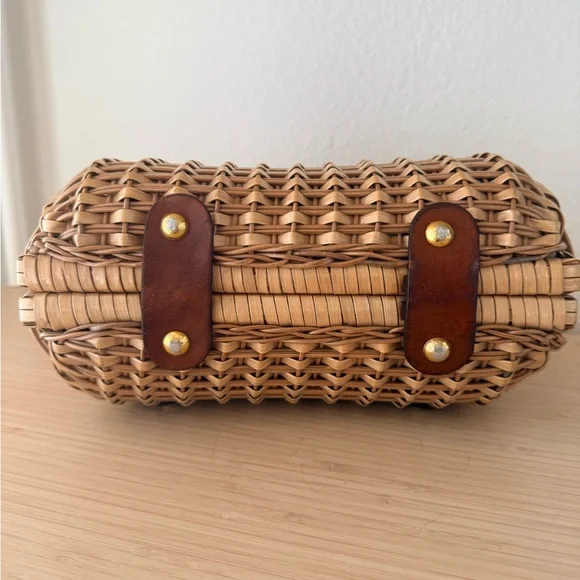Vintage Woven Rattan Handbag Purse - Picture 6 of 9